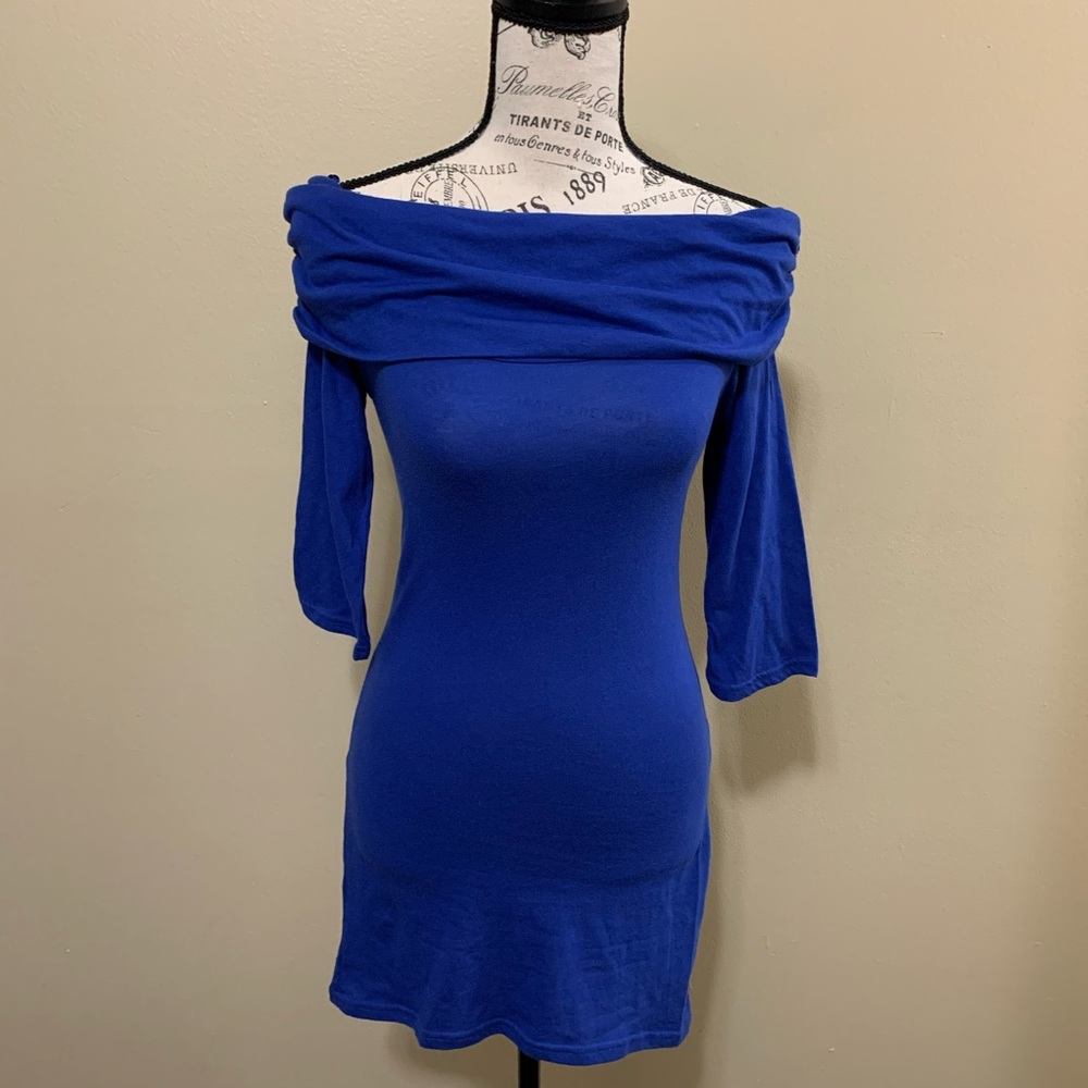 One Step Up Blue Off The Shoulder Bodycon Dress Size Medium NEW